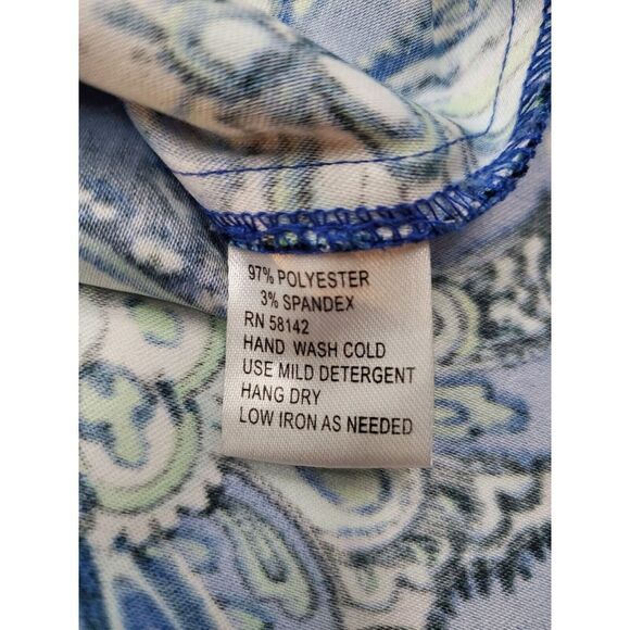 London Times Women's Dress Size 12 Blue Green Black White Sleeveless Tank V-Neck - Picture 6 of 10